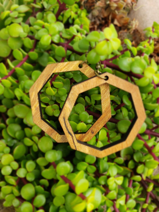 Octagon Large Wooden Earrings