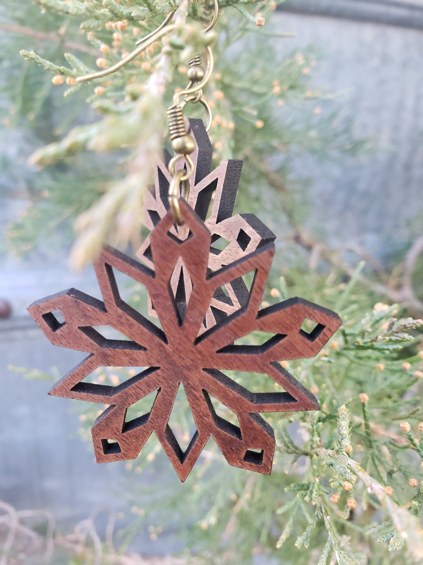 Let it Snow Wooden Earrings