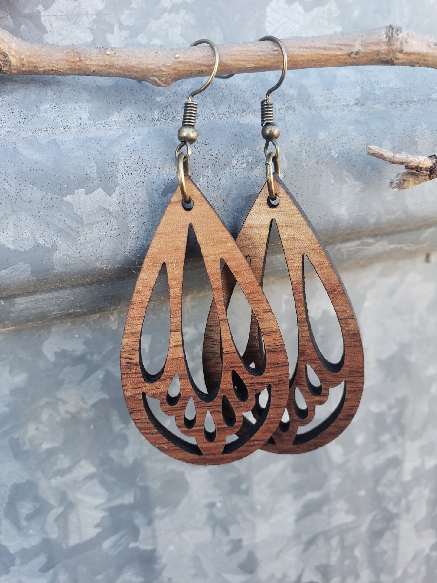 Raindrop Wooden Earrings
