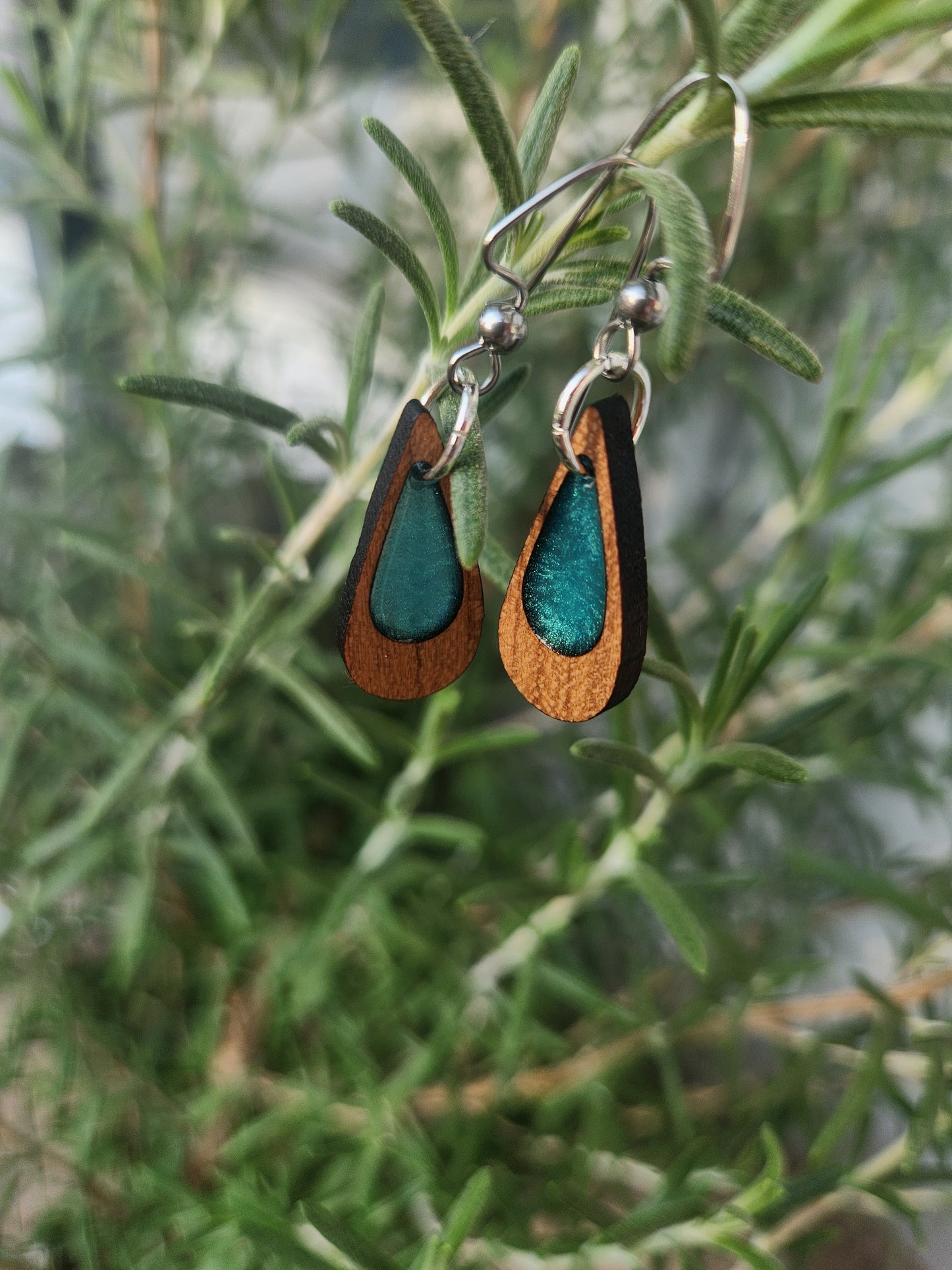 Thalia Petite Wooden Epoxy Dangle Earrings