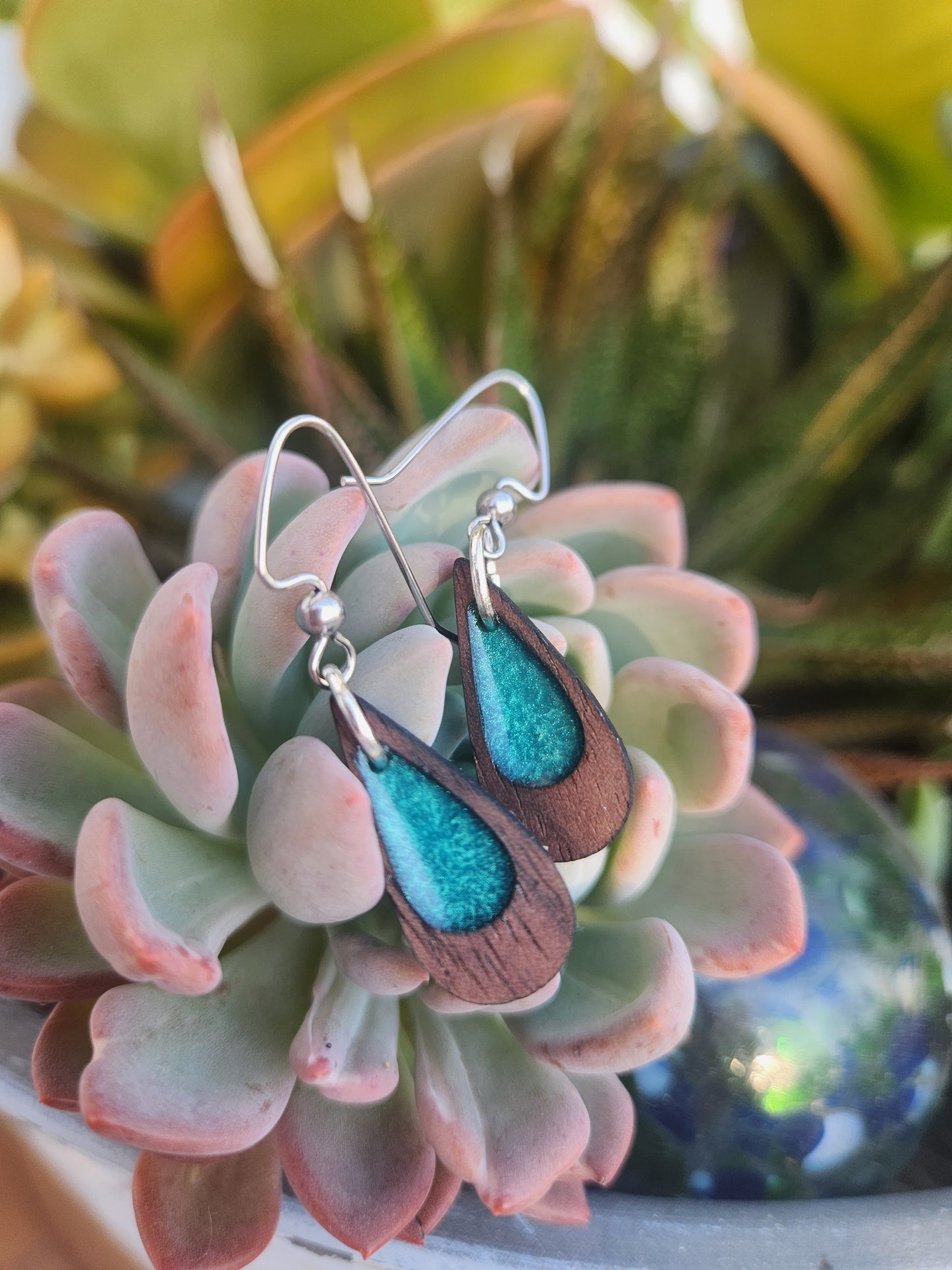 Thalia Petite Wooden Epoxy Dangle Earrings