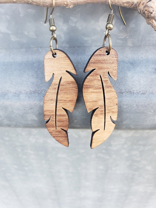 Feathers Wooden Earrings