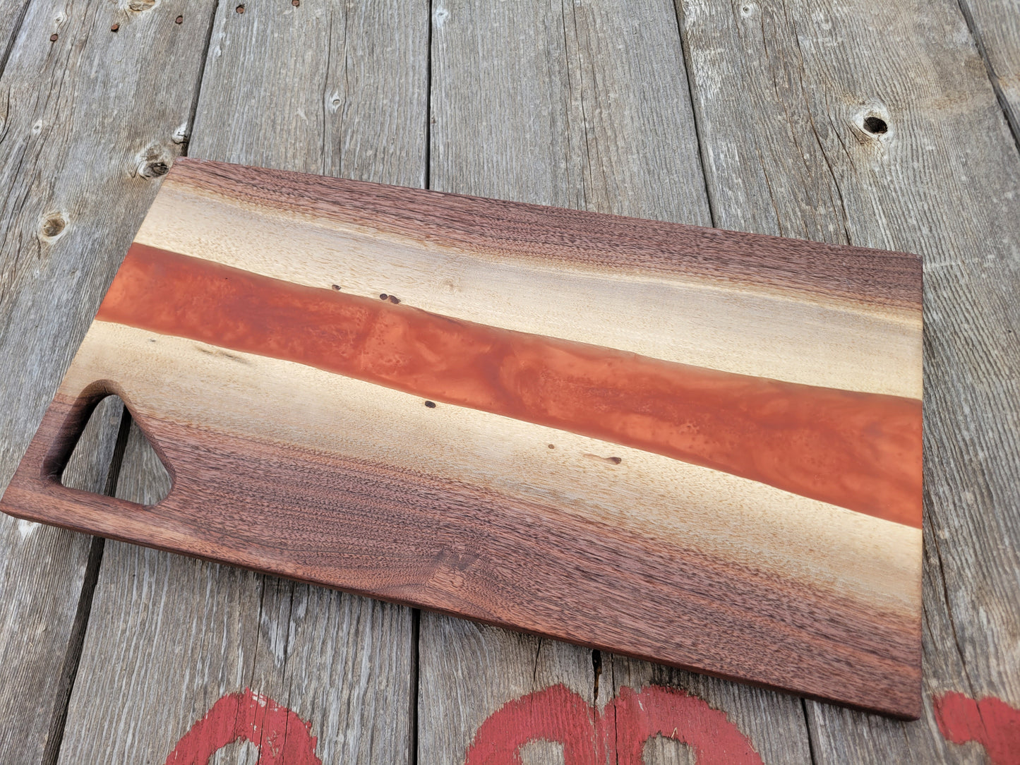 Walnut Charcuterie Board with Copper Epoxy and Juice Groove