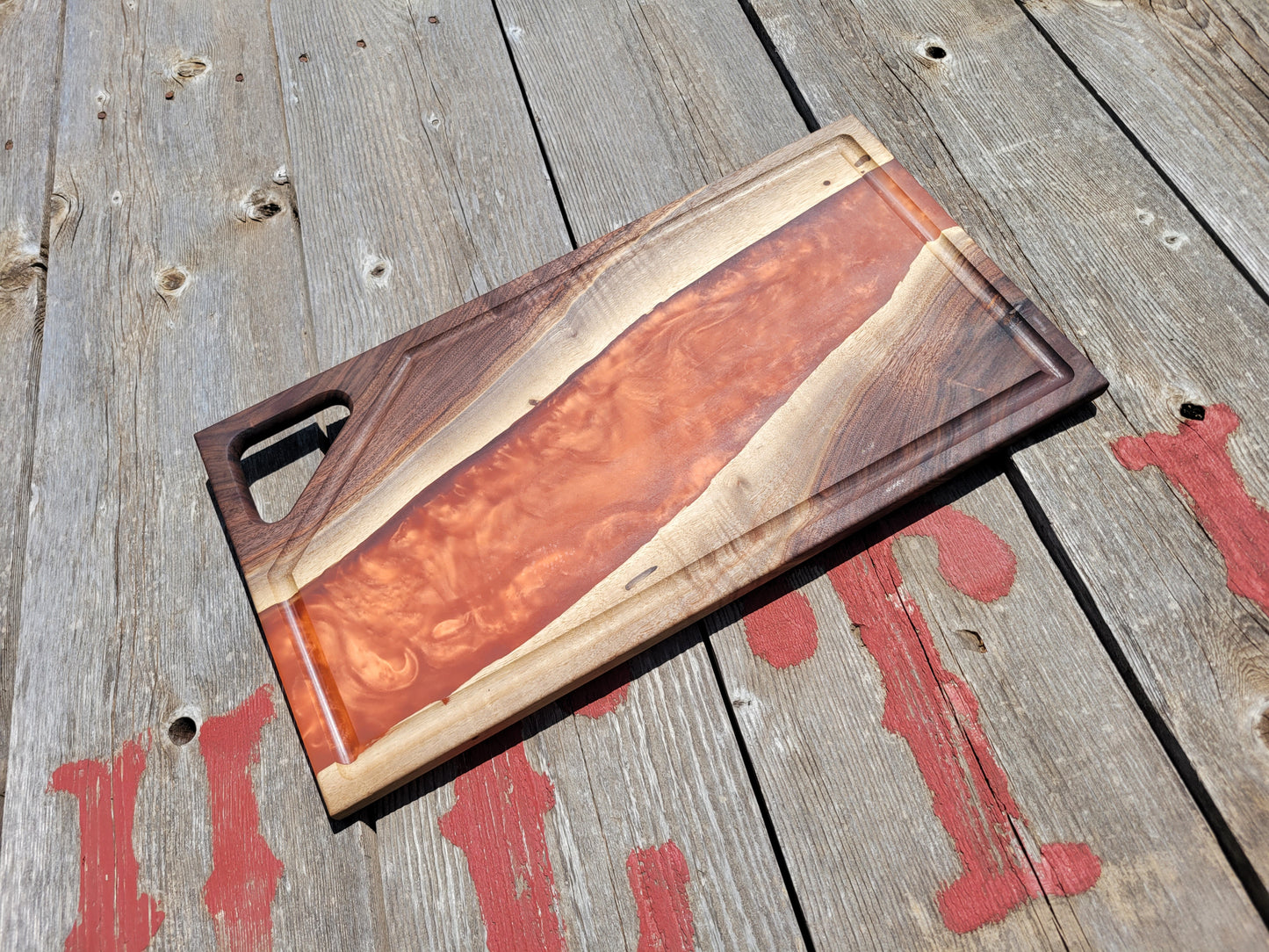 Walnut and Copper Epoxy with Juice Groove