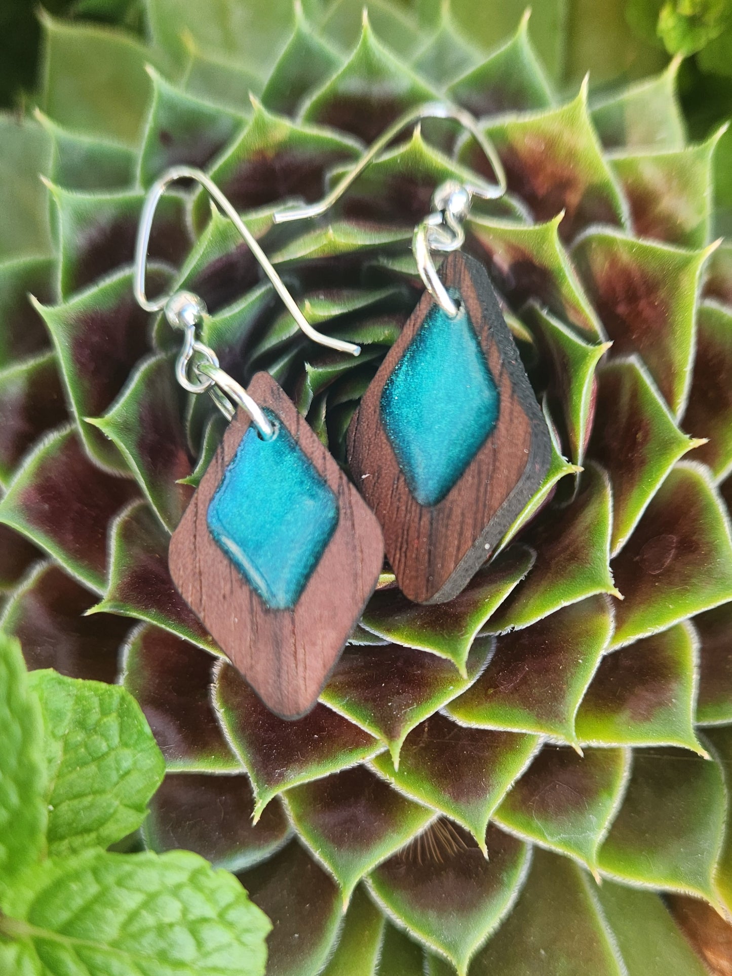 Ocean Diamond Wood Petite Dangle Earring