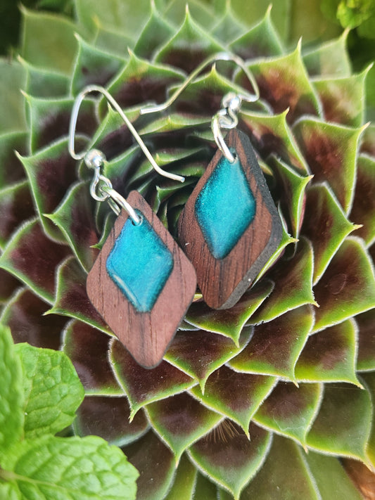 Ocean Diamond Wood Petite Dangle Earring