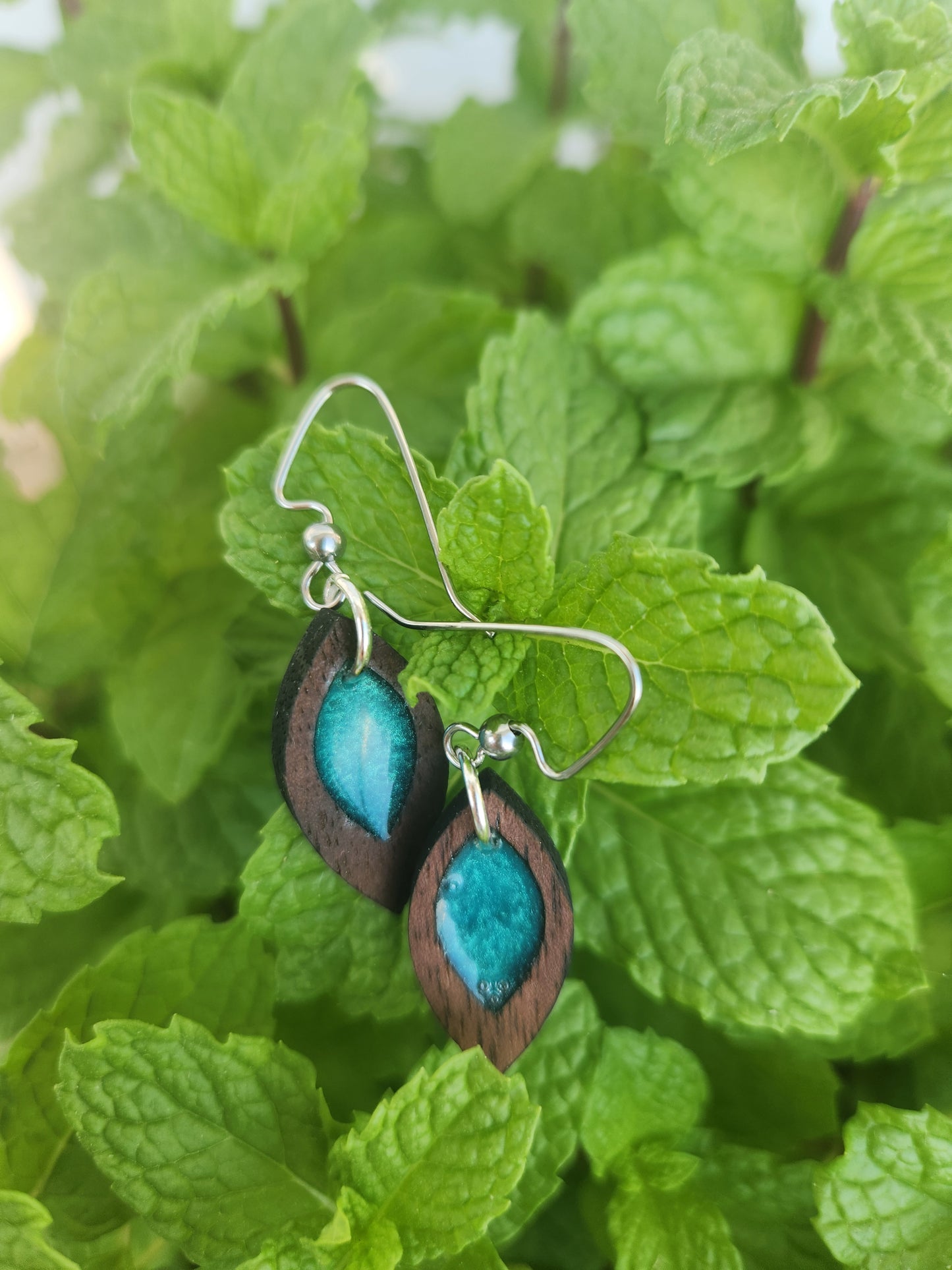 Flora Petite Wooden Epoxy Dangle Earrings