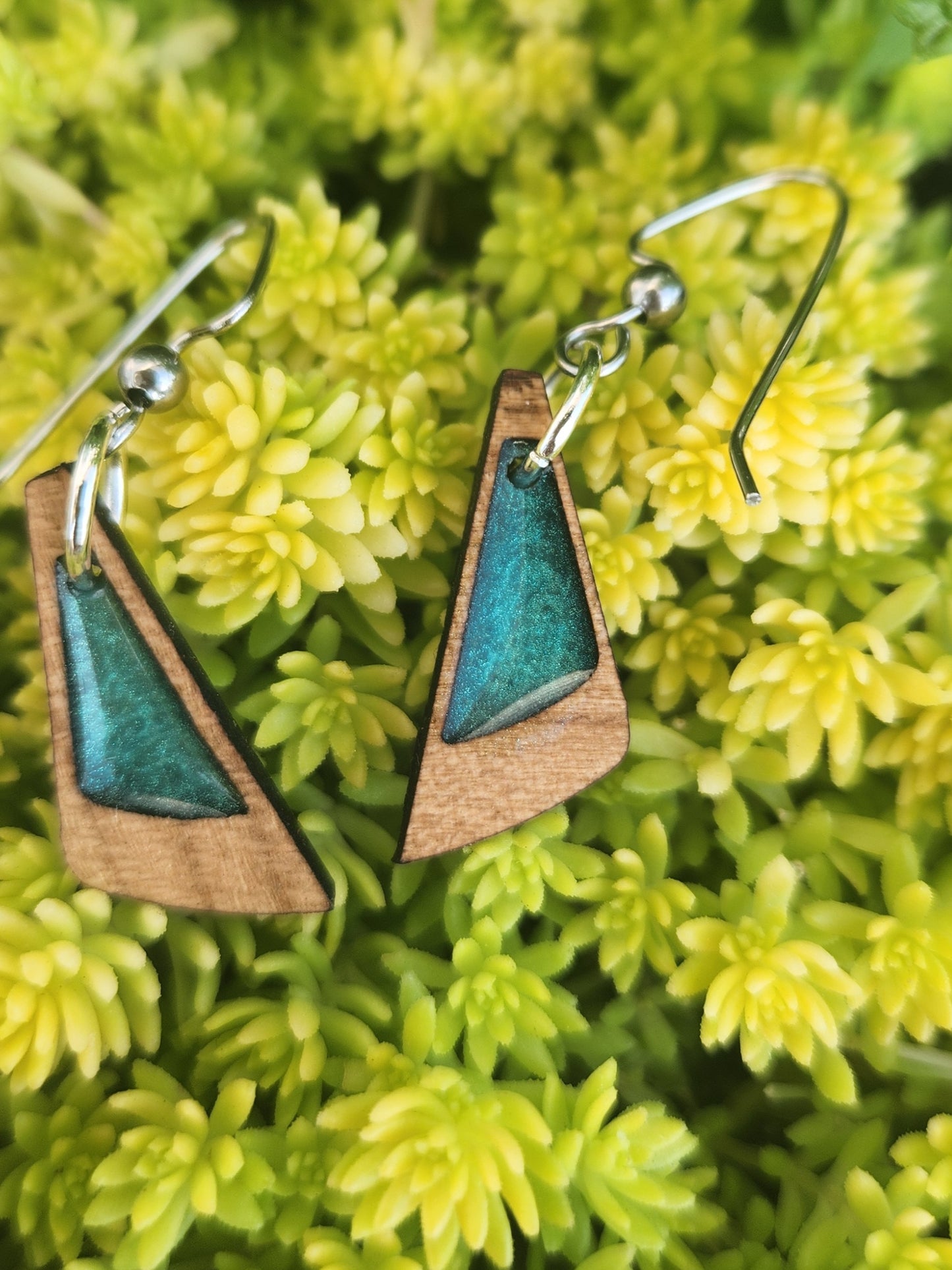 Aurora Petite Wooden Epoxy Dangle Earrings