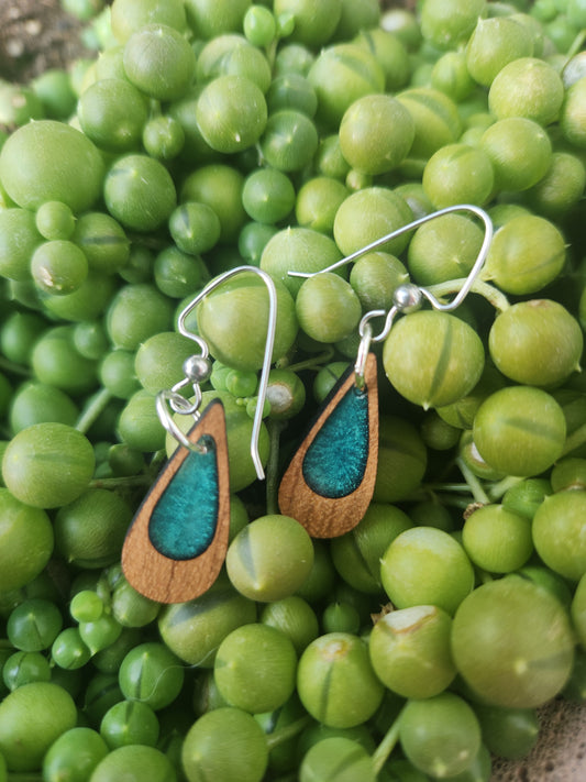 Thalia Petite Wooden Epoxy Dangle Earrings