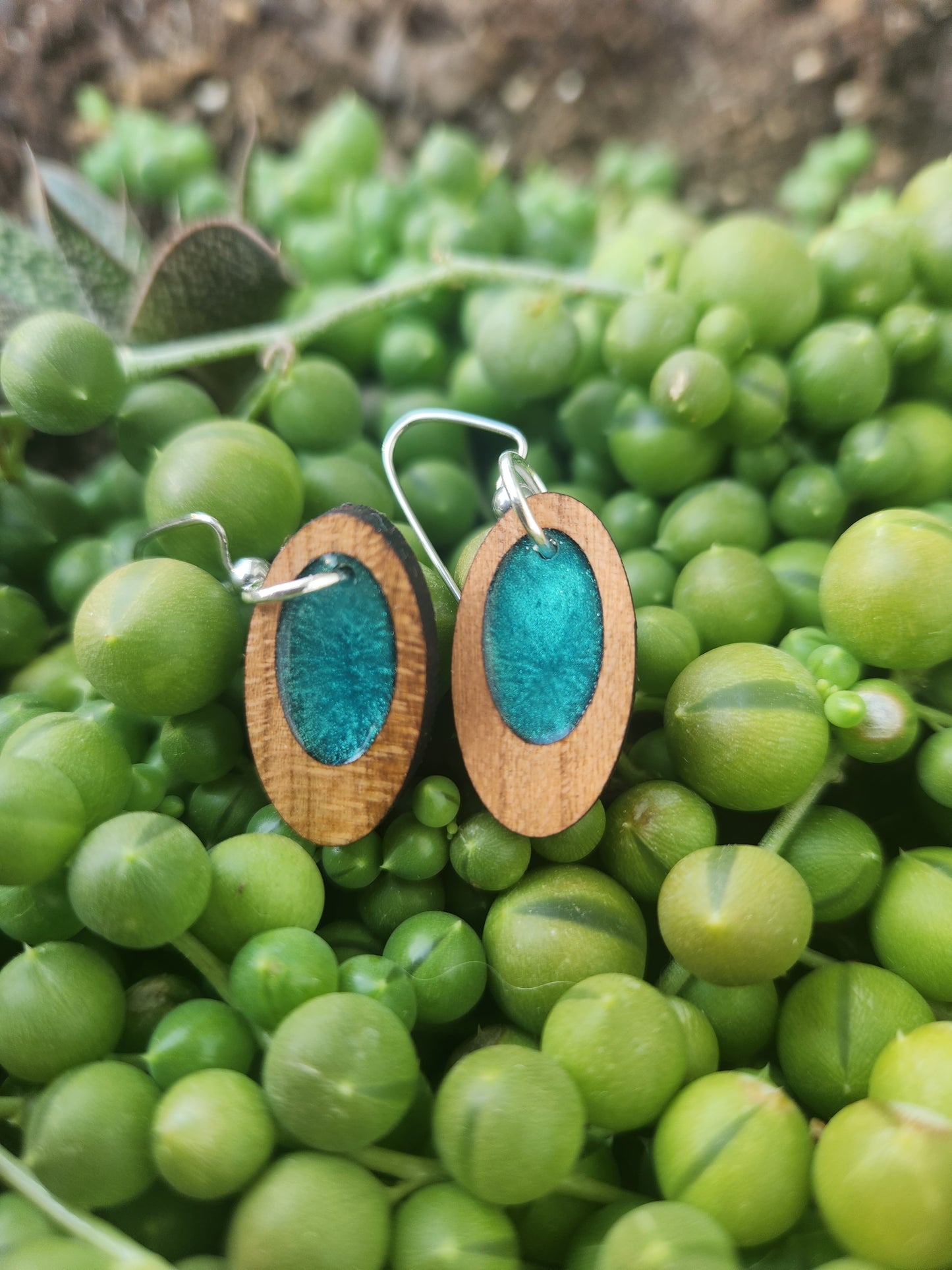 Eos Petite Wooden Epoxy Dangle Earrings