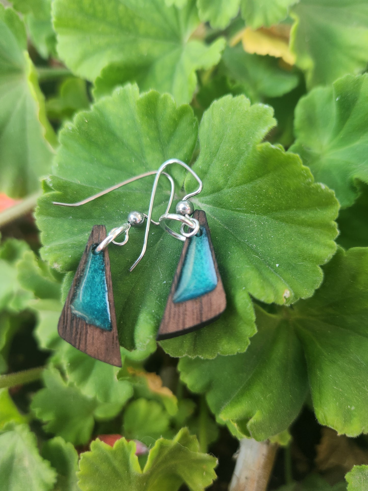 Aurora Petite Wooden Epoxy Dangle Earrings