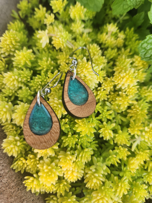 Hestia Petite Wooden Epoxy Dangle Earrings